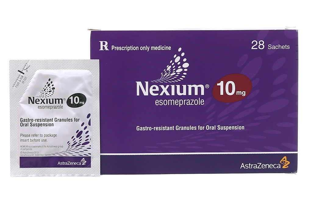 Thuốc trị loét dạ dày tá tràng Nexium 10mg hộp 28 gói