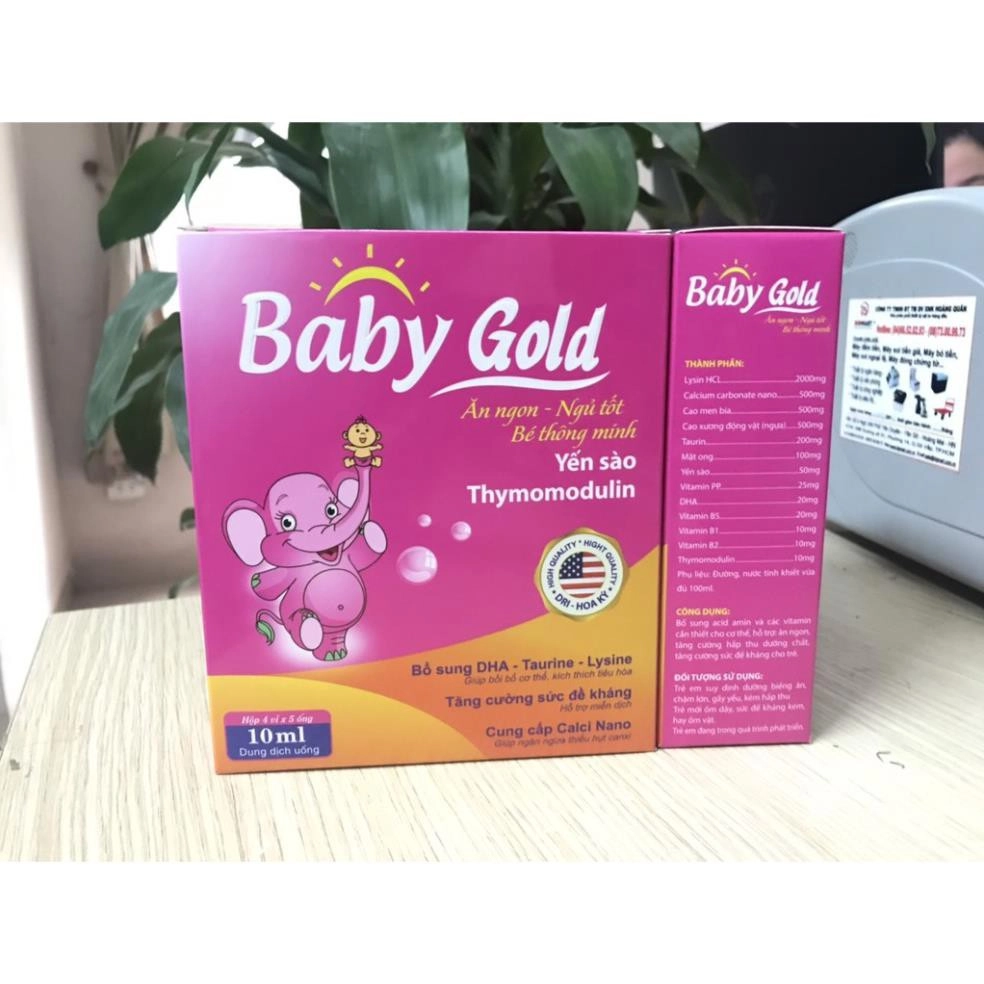 Siro giúp bé ăn ngon, ngủ tốt Baby Gold hộp 4 vỉ x 5 ống