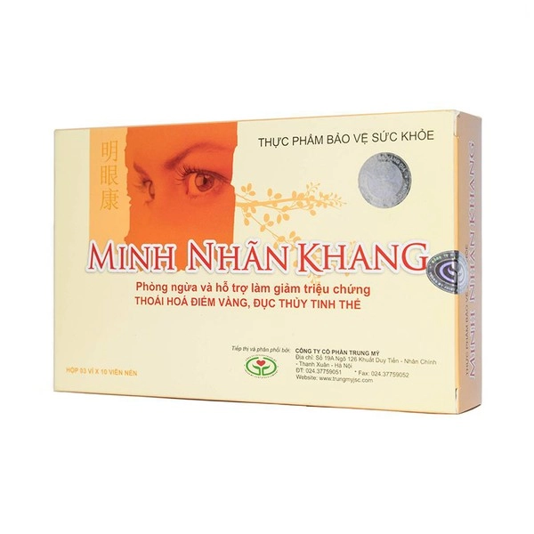 Viên uống phòng ngừa và hỗ trợ thoái hóa điểm vàng, thị lực Minh Nhãn Khang hộp 30 viên
