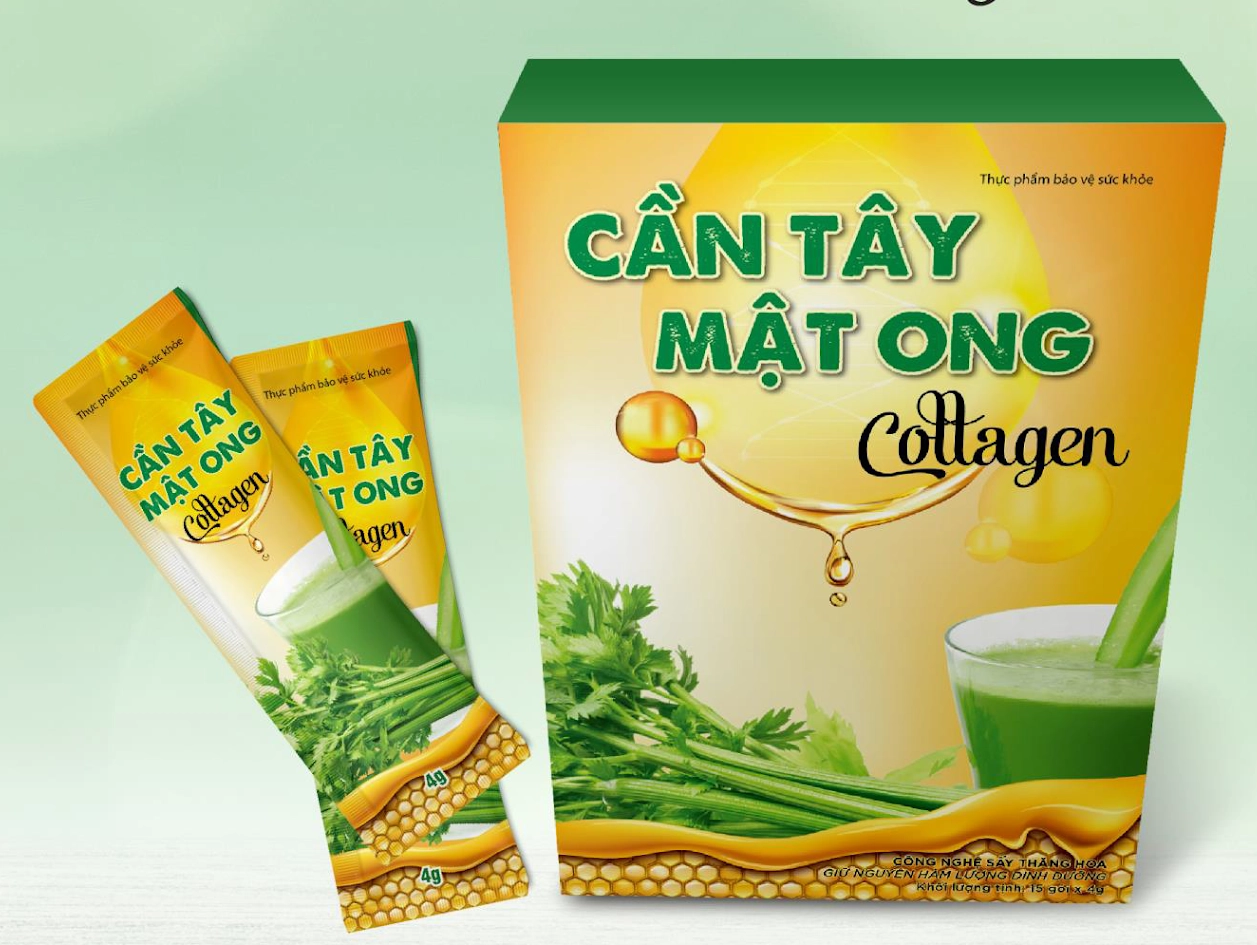 Hỗ trợ giảm cân CẦN TÂY MẬT ONG Collagen hộp 15 gói x 4g