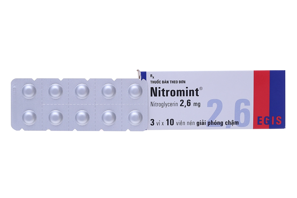 Thuốc ngăn ngừa đau thắt ngực Nitromint 2.6mg hộp 30 viên