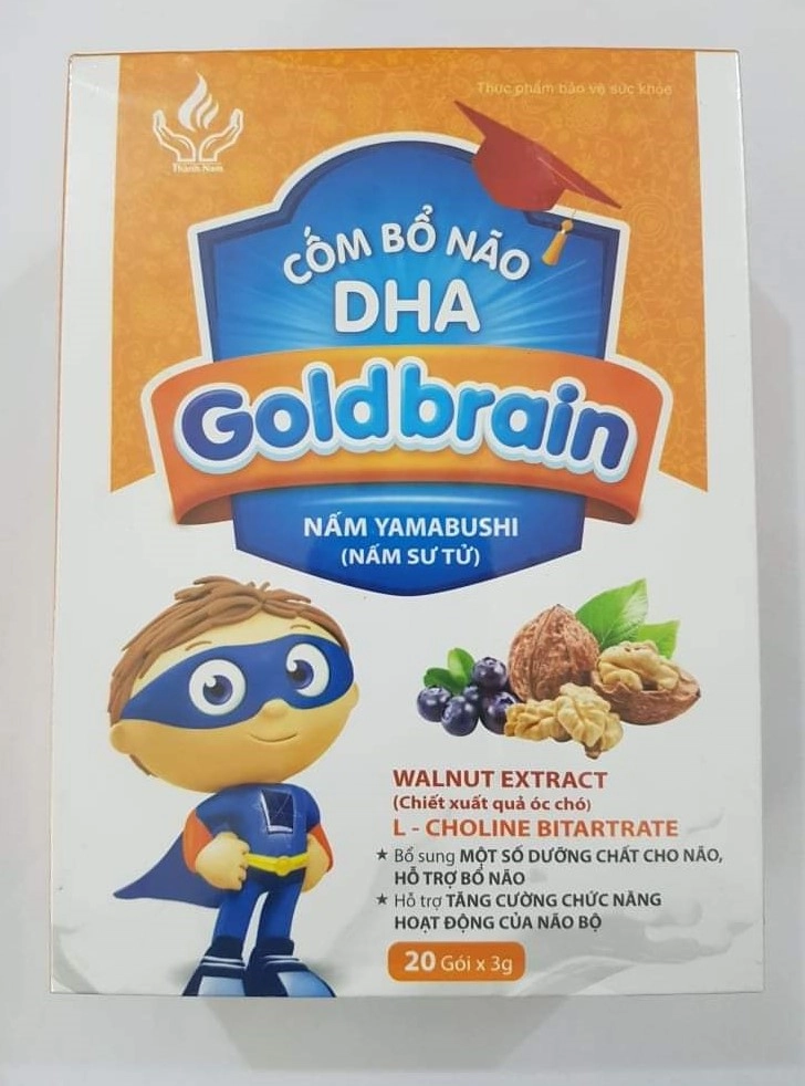 Hỗ trợ tăng cường chức năng hoạt động của não bộ Cốm Bổ Não DHA Goldbrain hộp 20 gói x 3g