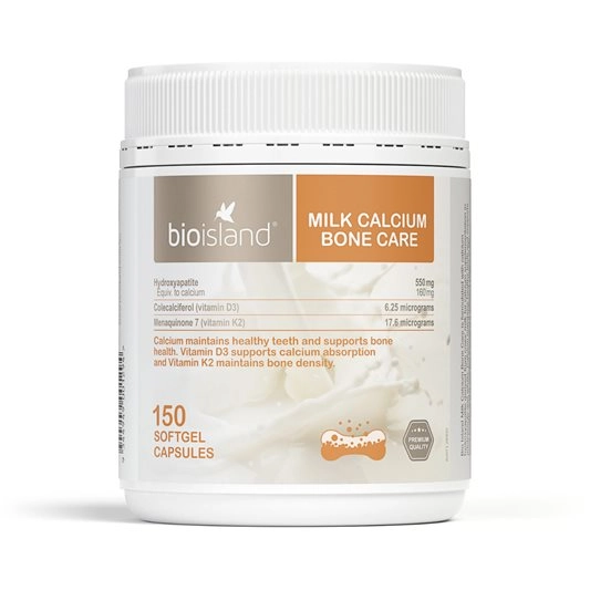 Viên uống bổ sung Canxi Bioisland MILK CALCIUM bone care lọ 150 viên