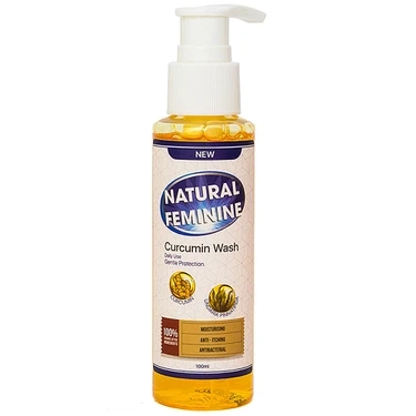 Giúp làm sạch, dưỡng ẩm da nhạy cảm dung dịch vệ sinh phụ nữ Natural Feminine Curcumin Wash chai 100ml
