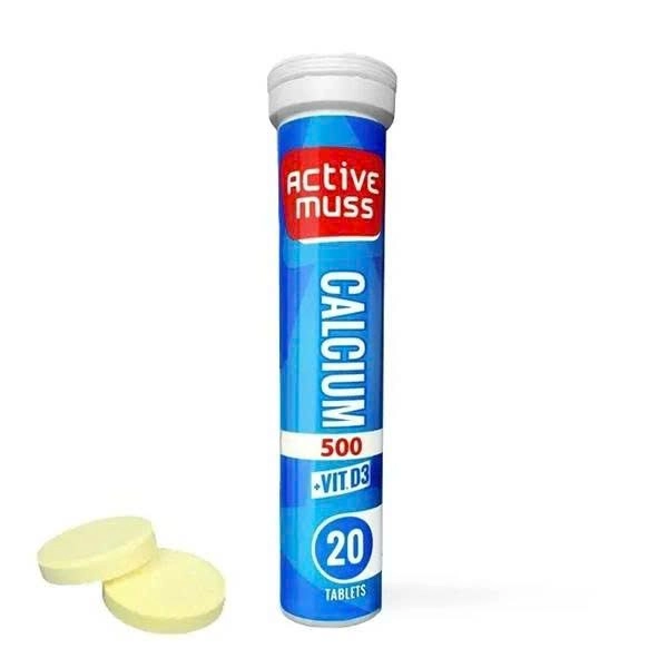 Bổ sung Calci, Vitamin D Calcium 500 Vit D3 Active muss tuýp 20 viên sủi