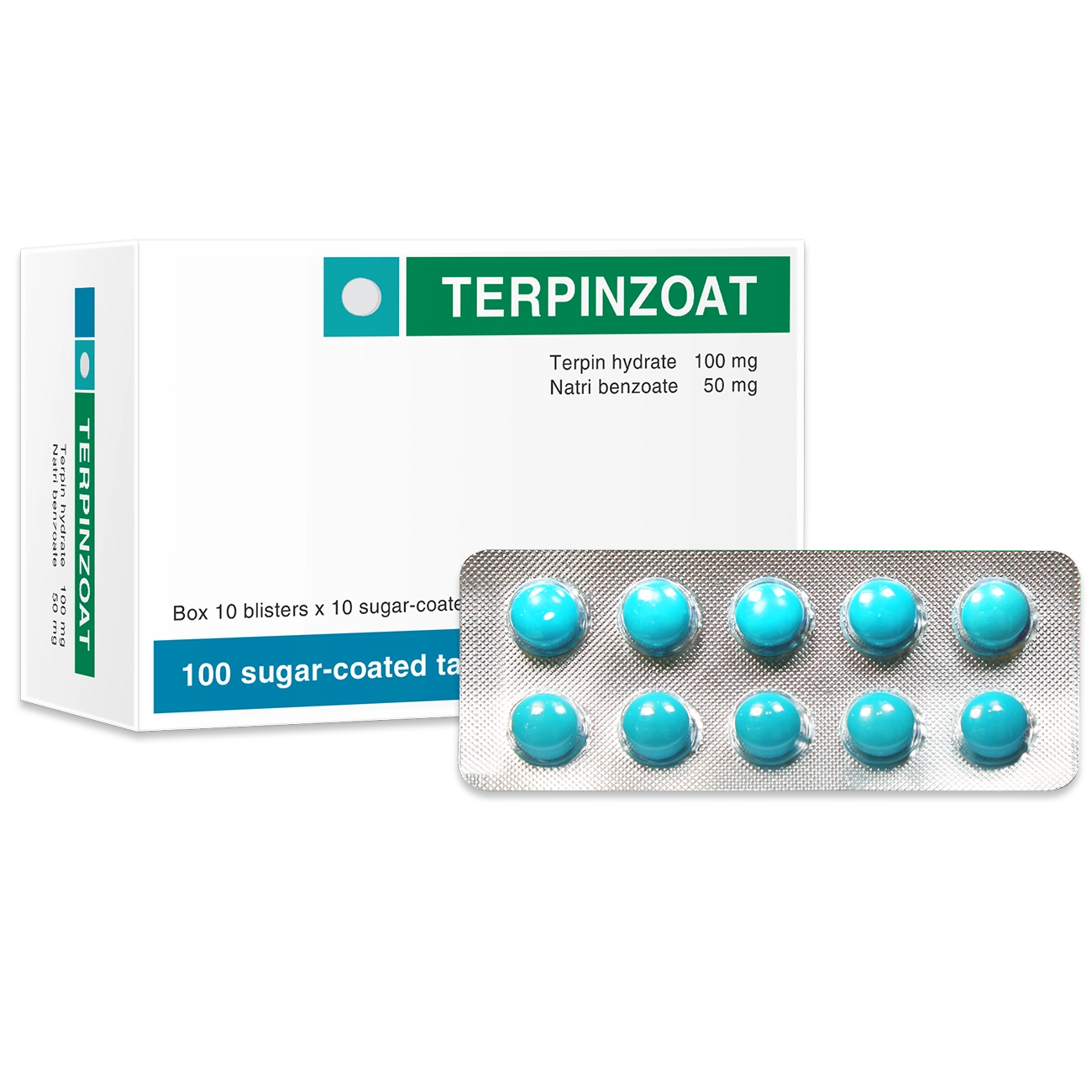 Thuốc trị ho, long đờm Terpinzoat hộp 100 viên bao đường