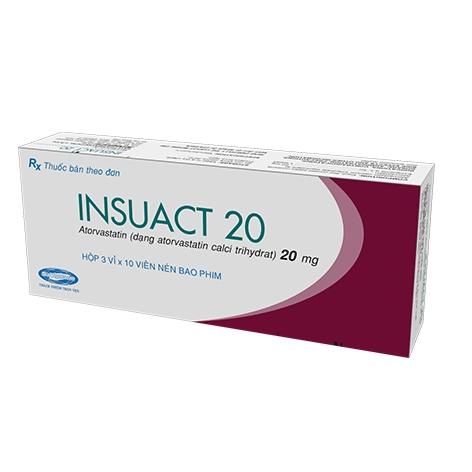 Thuốc hạ mỡ máu Insuact 20 hộp 3 vỉ x 10 viên