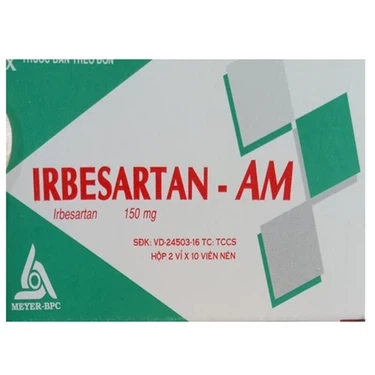 Điều trị tăng huyết áp, bệnh thận Irbesartan-AM 150mg Meyer-BPC hộp 2 vỉ x 10 viên