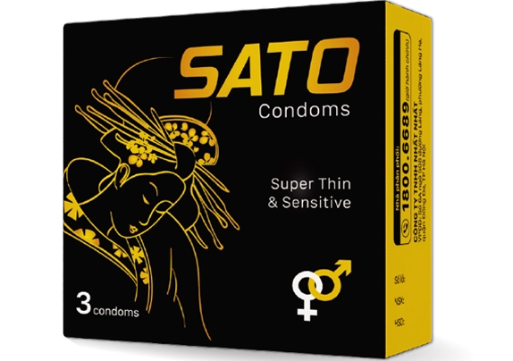 Bao cao su siêu mỏng SATO Super Thin & Sensitive hộp 3 cái