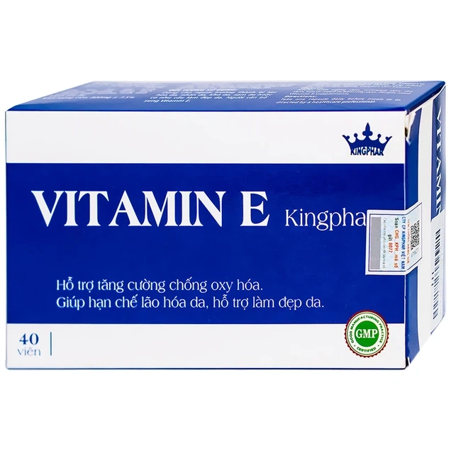 Hỗ trợ tăng cường chống oxy hóa, hạn chế lão hóa da Vitamin E Kingphar hộp 4 vỉ x 10 viên