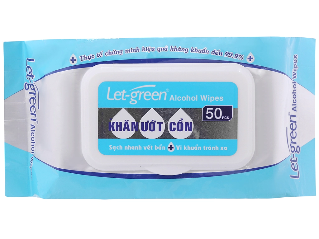 Khăn ướt cồn Let-green bịch 50 miếng
