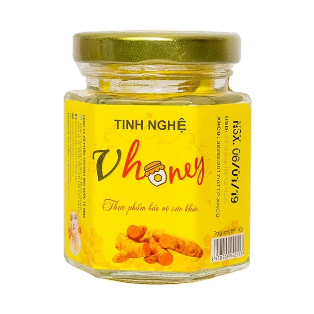 Hỗ trợ chức năng tiêu hóa, giảm tổn thương dạ dày và tá tràng tinh Nghệ Nguyên Chất Vhoney hộp 40g