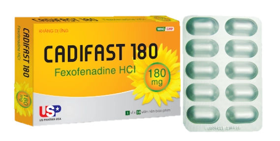 Thuốc chống dị ứng CADIFAST 180 hộp 1 vỉ x 10 viên