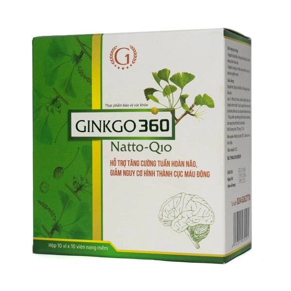 Viên uống tăng tuần hoàn não Ginkgo 360 Natto-Q10 hộp 10 vỉ x 10 viên