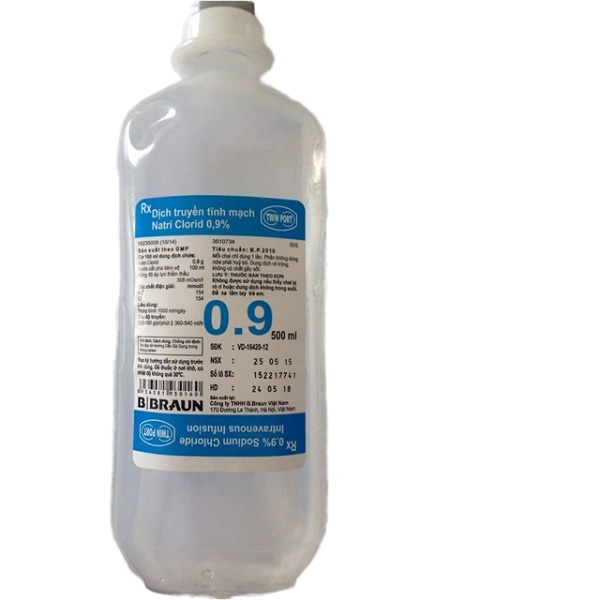 Dung dịch truyền tĩnh mạch Natricloride 0.9%  chai 500ml