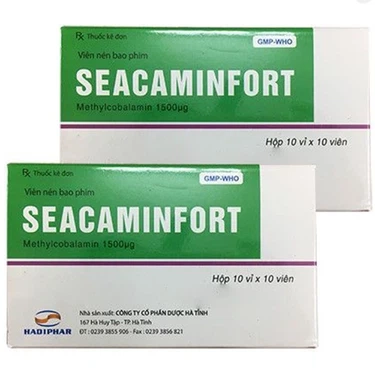 Điều trị các bệnh lý thần kinh ngoại biên Seacaminfort Hadiphar hộp 10 vỉ x 10 viên