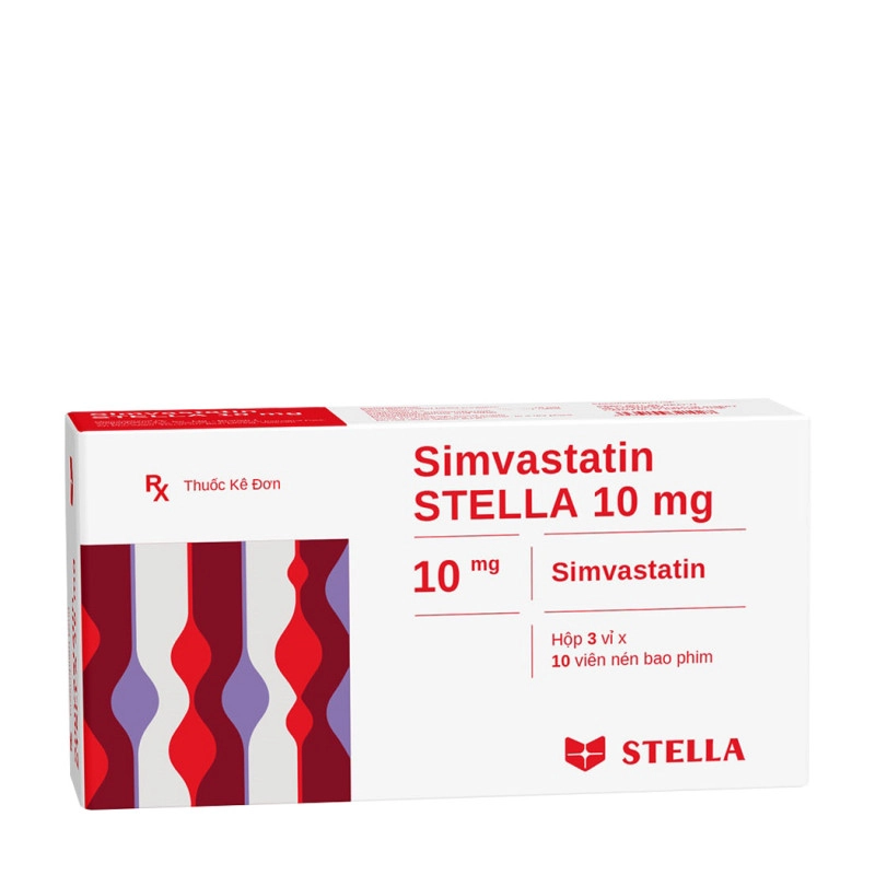 Thuốc trị mỡ máu Simvastatin Stella 10mg hộp 30 viên