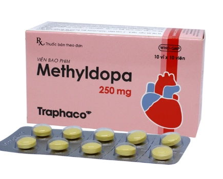 Thuốc trị tăng huyết áp Methyldopa 250mg Traphaco hộp 10 vỉ x 10 viên