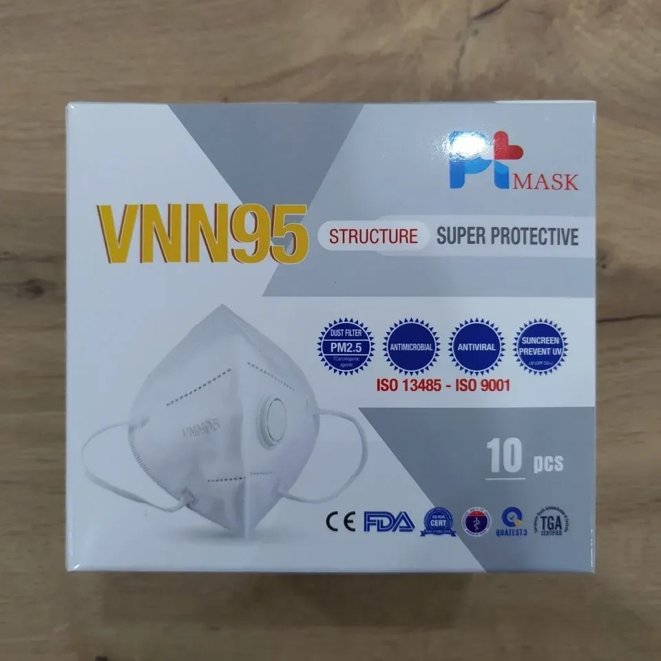 Khẩu trang y tế có van VNN95 Phương Tuyến (trắng) hộp 10 cái