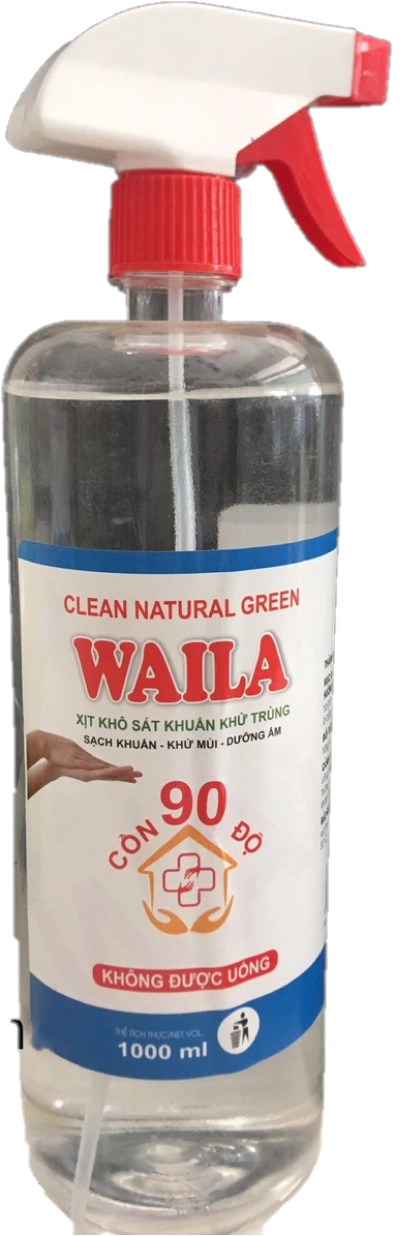 Xịt khô sát khuẩn khử trùng Cồn 90 độ WAILA (có vòi xịt) chai 1000ml