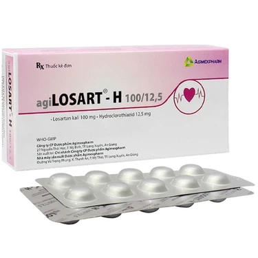 Thuốc điều trị tăng huyết áp vô căn agiLosart-H 100/12,5 Agimexpharm hộp 3 vỉ x 10 viên