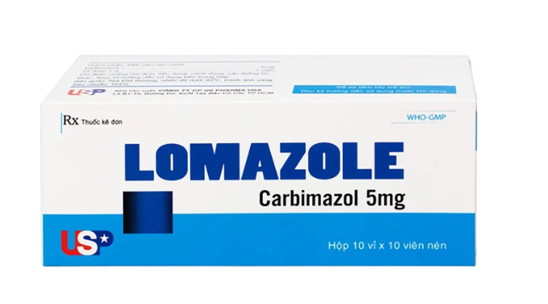 Điều trị bệnh tuyến giáp Lomazole 5mg usp hộp 10 vỉ x 10 viên