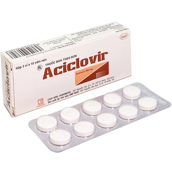 Aciclovir 400mg hộp 30 viên