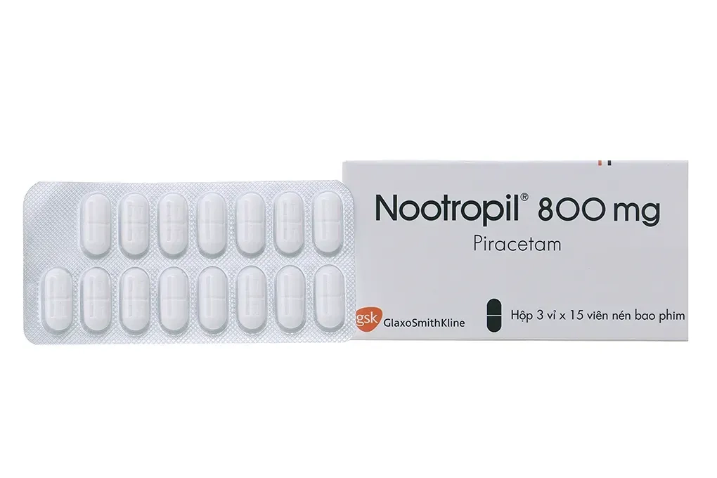 Thuốc trị thiểu năng tuần hoàn vỏ não Nootropil 800 hộp 45 viên