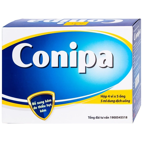 Dung dịch uống bổ sung kẽm, tăng cường đề kháng Conipa hộp 4 vỉ x 5 ống x 5ml