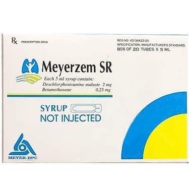 Thuốc điều trị viêm mũi dị ứng, viêm phế quản Meyerzem SR hộp 20 ống x 5ml
