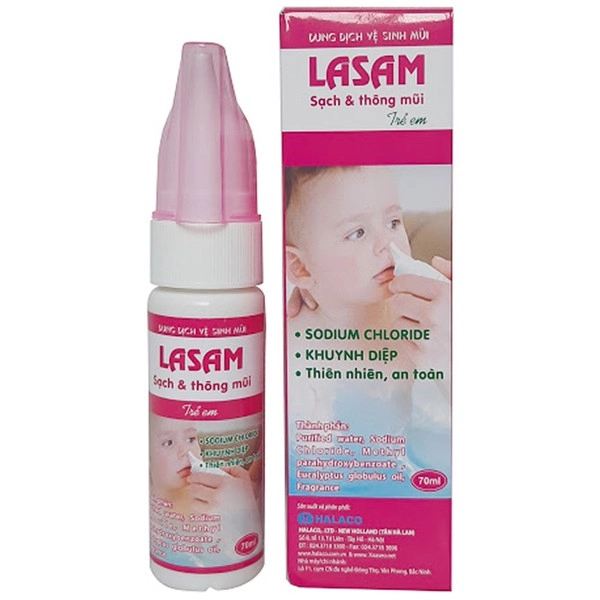Dung dịch vệ sinh mũi Lasam Trẻ em (HALACO) hộp 1 chai 70ml