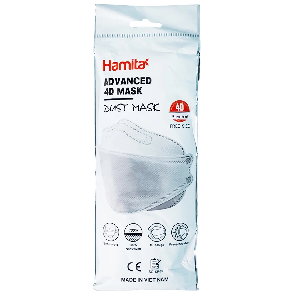 Khẩu trang người lớn Hamita Advanced 4D Mask màu trắng gói 5 cái