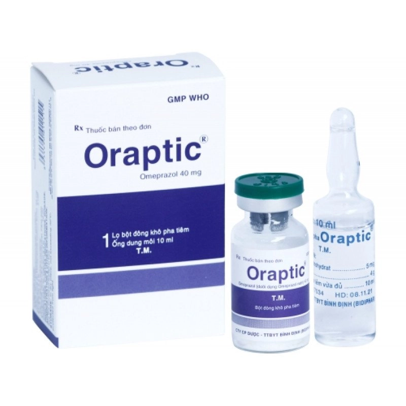 Thuốc điều trị viêm loét dạ dày tá tràng Oraptic hộp 1 lọ bột đông khô pha tiêm x 1 ống dung môi 10ml