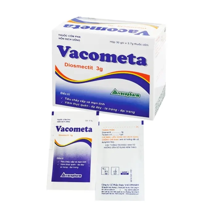 Thuốc điều trị chứng đau viêm dạ dày-thực quản và đại tràng Vacometa hộp 50 gói x 3.7g thuốc côm