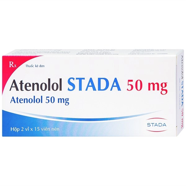 Thuốc trị cao huyết áp Atenolol STADA 50mg hộp 2 vỉ x 15 viên nén