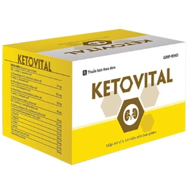 Phòng ngừa và điều trị bệnh suy thận mạn Ketovital Gia Nguyễn hộp 10 vỉ x 10 viên