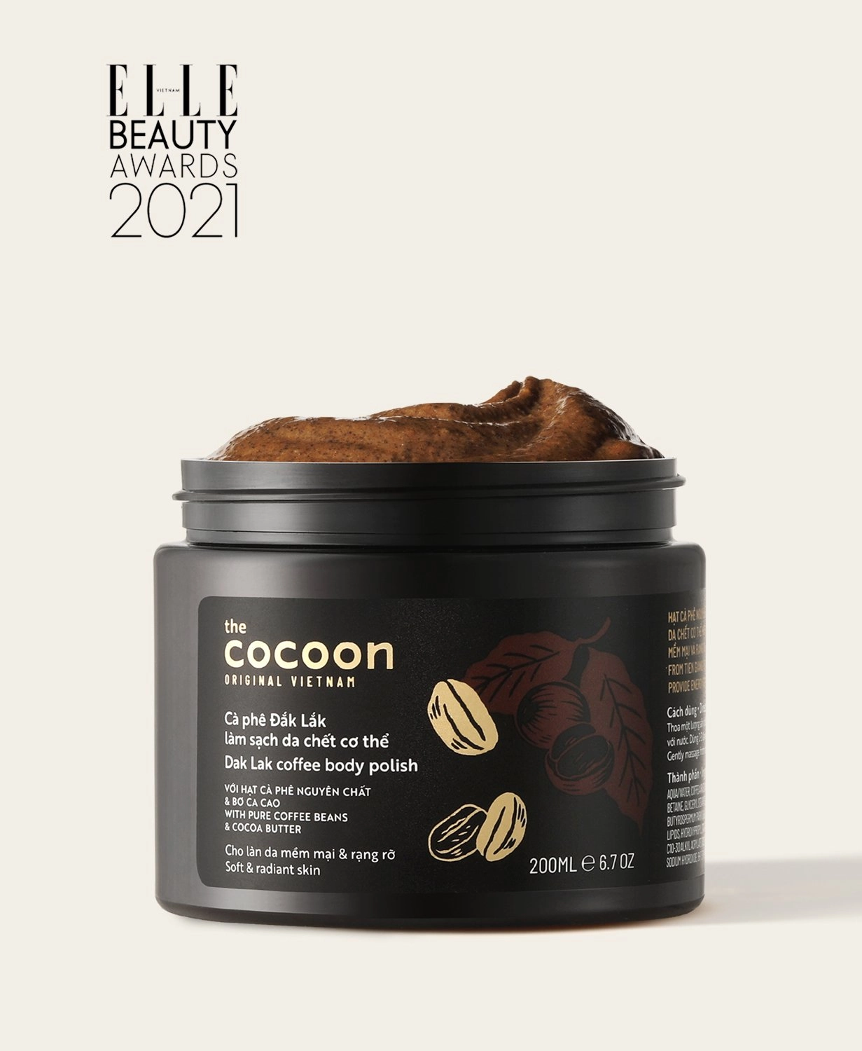 Tẩy tế bào chết toàn thân  COCOON Cafe Dak Lak hũ 200ml