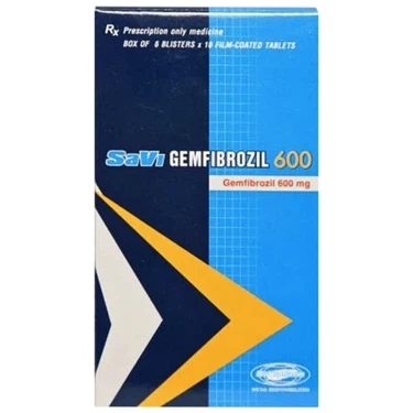 Điều trị rối loạn mỡ máu SaVi Gemfibrozil 600 hộp 6 vỉ x 10 viên