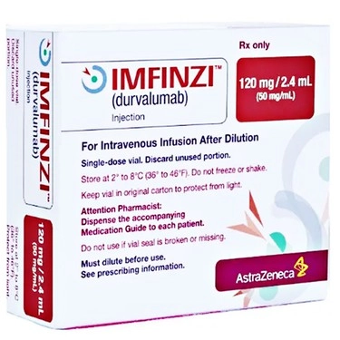 Điều trị ung thư biểu mô đường niệu, ung thư phổi Imfinzi INJ 120mg/2,4ml AstraZeneca hộp 1 lọ x 2,4ml.