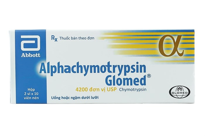 Thuốc giảm sưng, phù nề Alphachymotrypsin Glomed 4200 USP hộp 2 vỉ x 10 viên