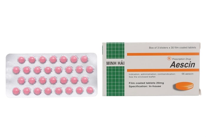 Thuốc trị trĩ, suy giãn tĩnh mạch Aescin 20mg hộp 90 viên
