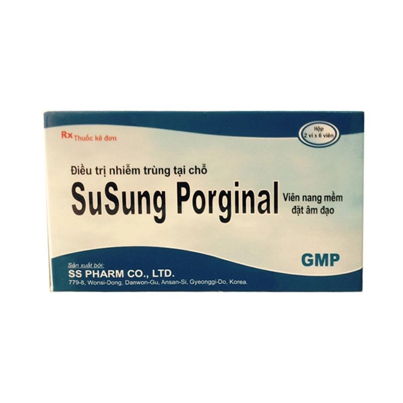 Thuốc điều trị nhiễm trùng tại chỗ SuSung Porginal hộp 2 vỉ x 6 viên nang mềm đặt âm đạo