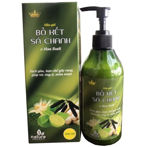 Dầu gội dược liệu Bồ Kết Sả Chanh Hoa Bưởi Kingphar hộp 1 chai 300ml