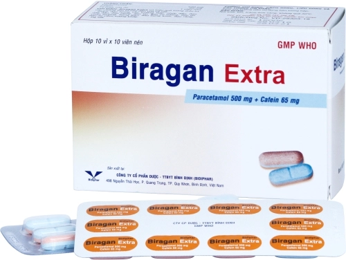 Thuốc giảm đau hạ sốt Biragan Extra hộp 10 vỉ x 10 viên nén