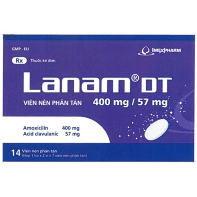 Thuốc kháng sinh Lanam DT Imexpharm hộp 2 vỉ x 7 viên