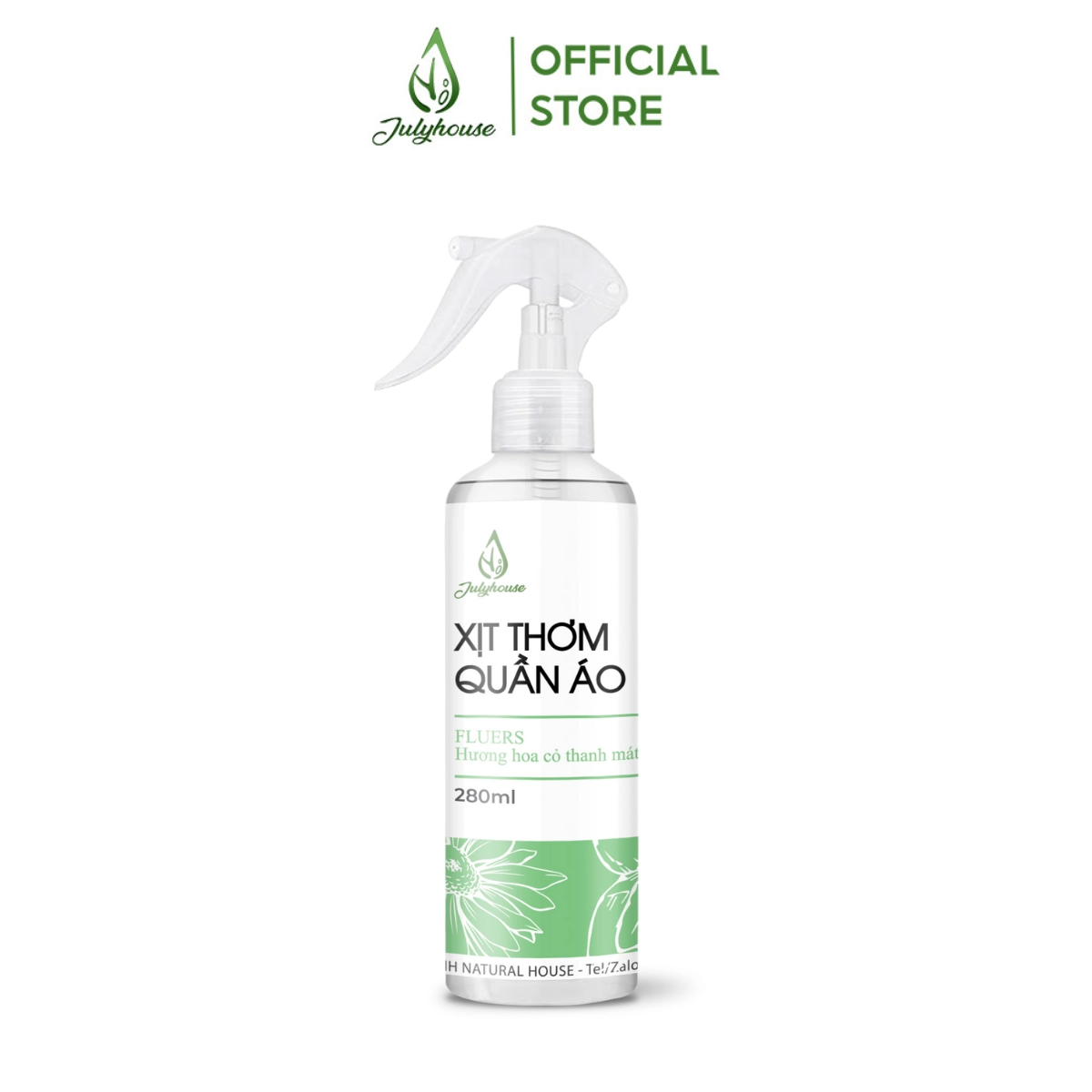 Xịt thơm quần áo dành cho nữ Julyhouse Fluers (hương hoa cỏ thanh mát) chai 280ml