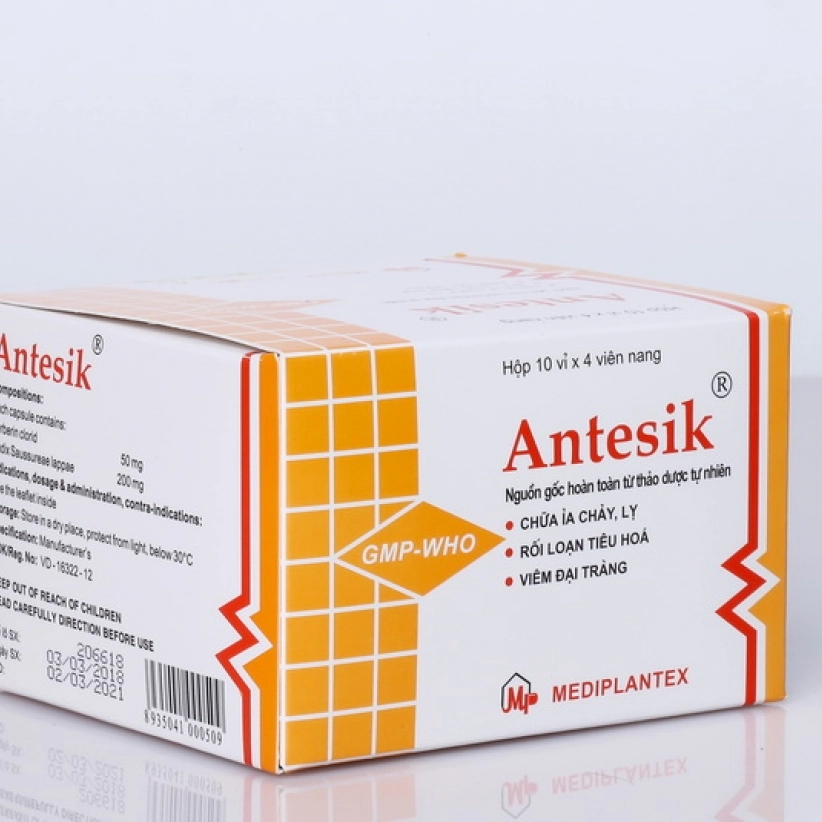 Thuốc rối loạn tiêu hóa Antesik hộp 40 viên