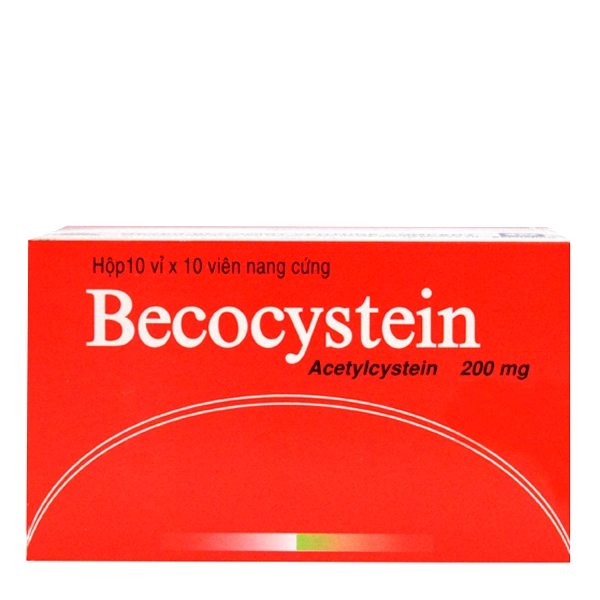 Thuốc giảm ho, long đờm Becocystein hộp 10 vỉ x 10 viên nang cứng