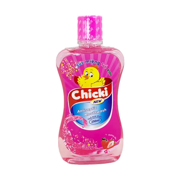 Nước súc miệng trẻ em CHICKI New (hương dâu) chai 250ml