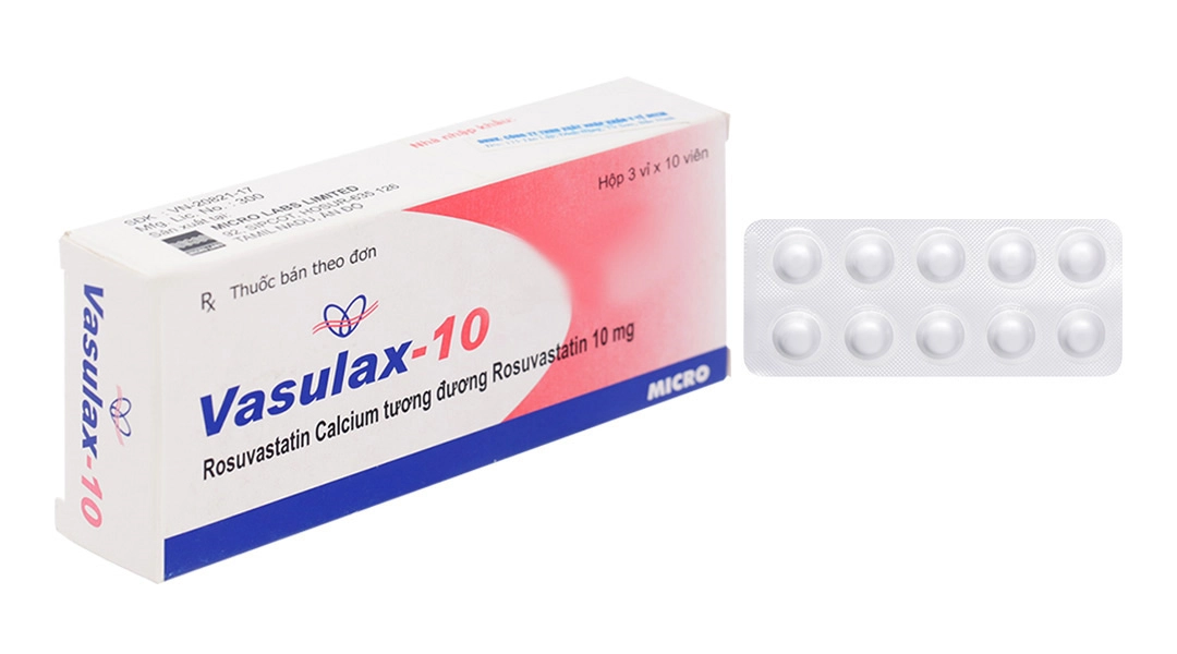 Thuốc điều trị rối loạn lipid máu Vasulax-10 Micro hộp 3 vỉ x 10 viên